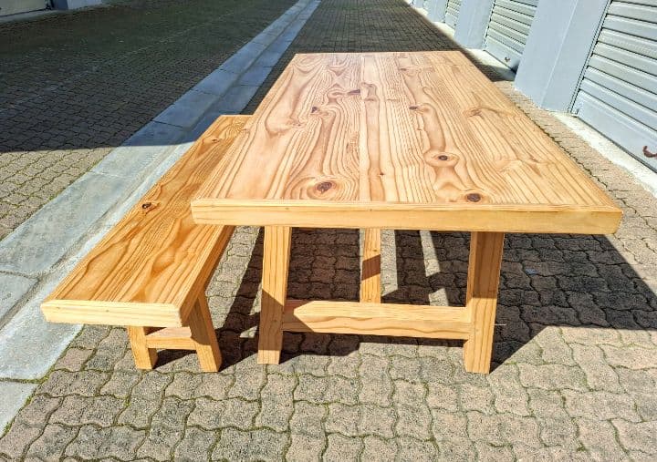 Wooden 4-Seater Table with Benches