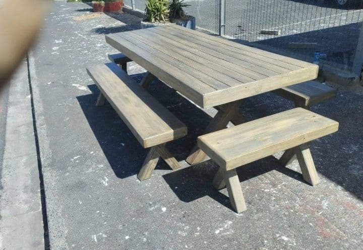 Wooden 6-Seater Table with Benches