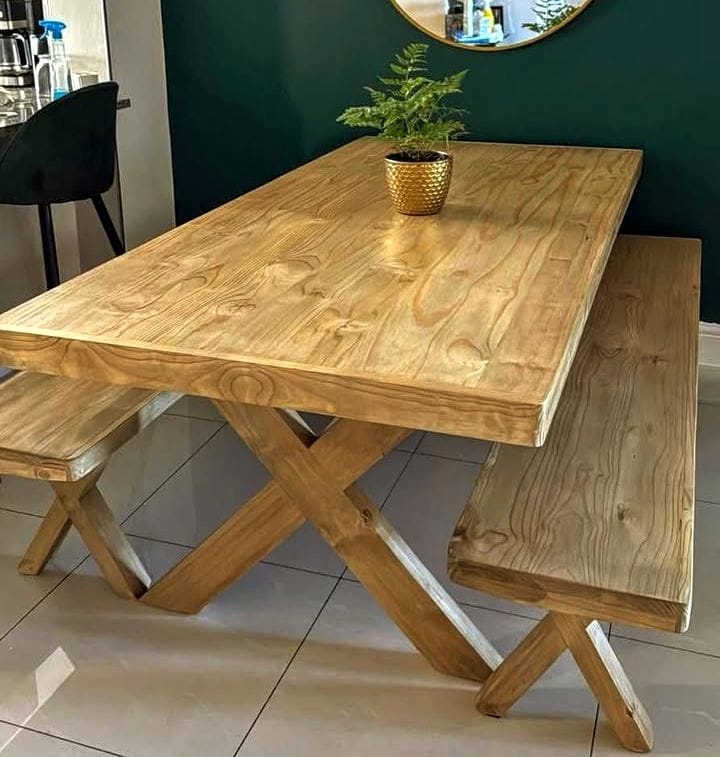12-Seater Dining Table with Benches
