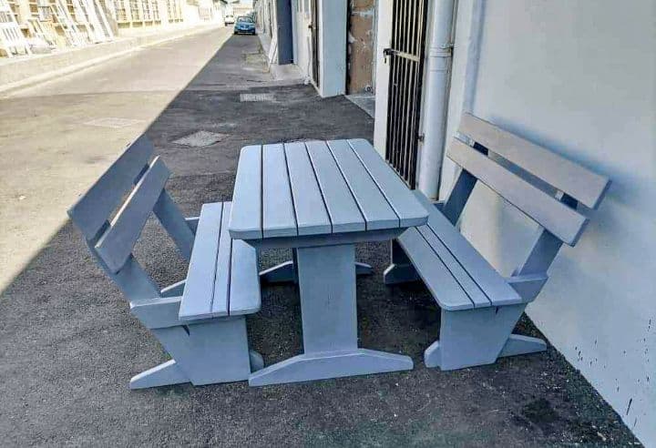 Wooden 4-Seater Table with Benches