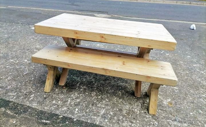 Wooden 4-Seater Table with Benches