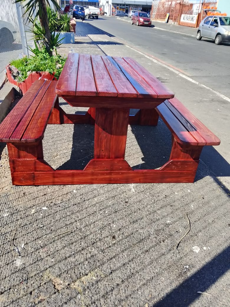 Wooden 4-Seater Table with Benches