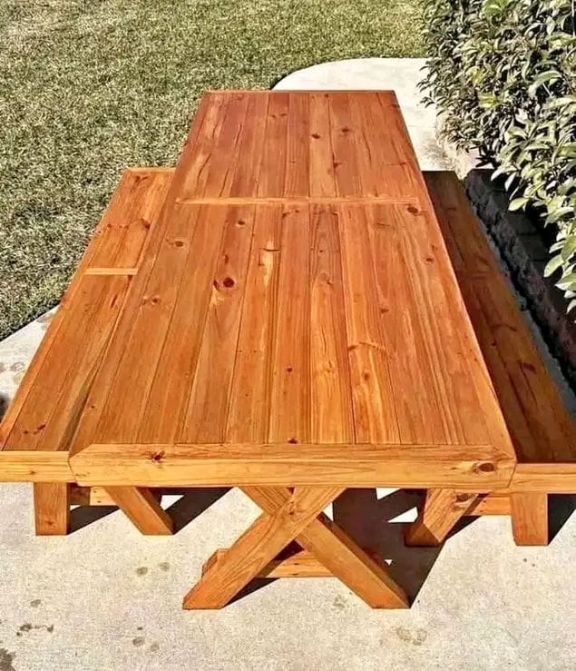 Wooden 6-Seater Table with Benches