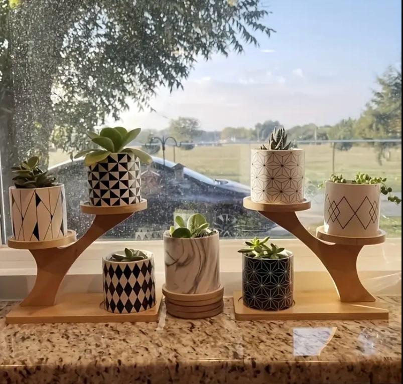 Bamboo Small Pot Plant Stand (2-Tier)